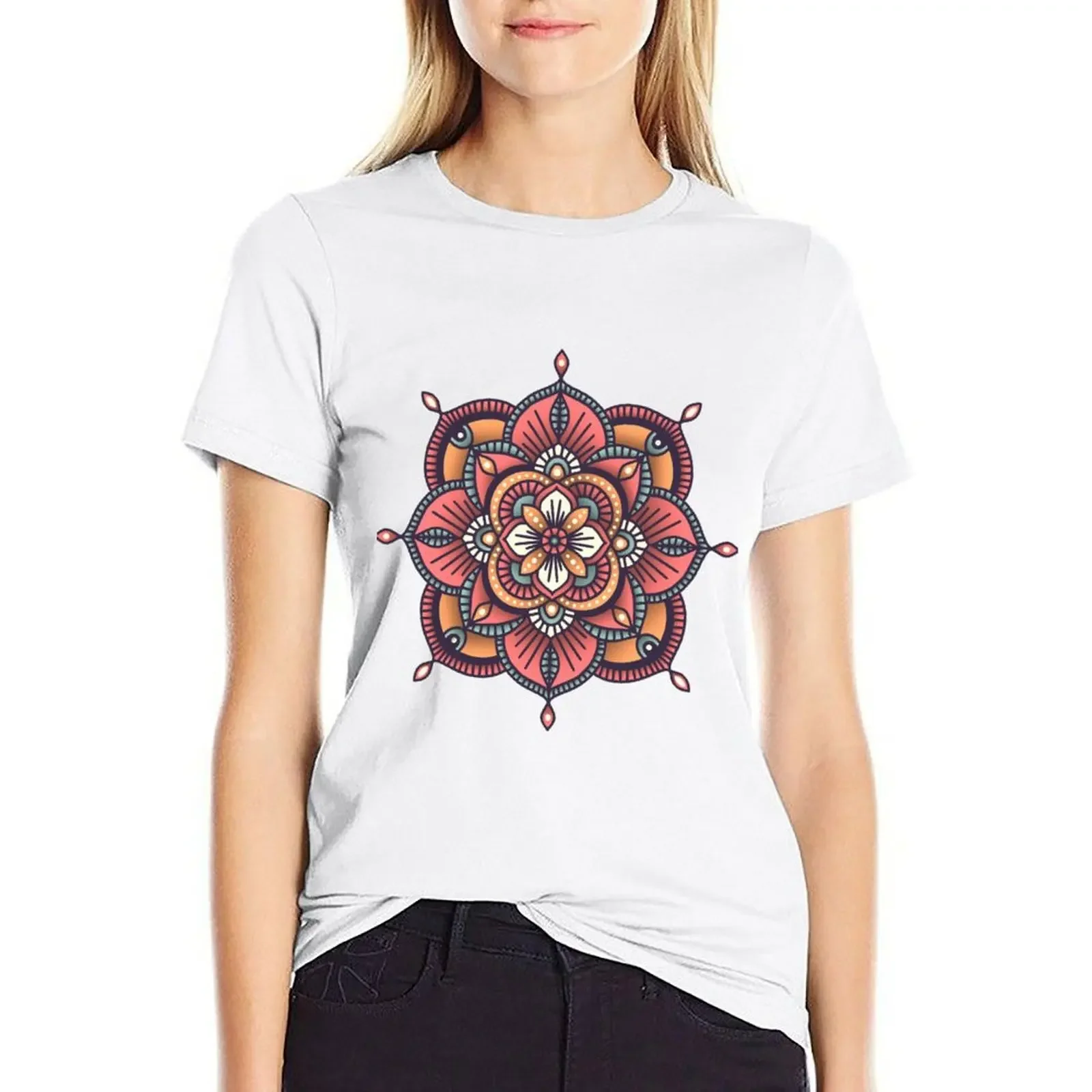 Red Mandala T-shirt tees funny animal print shirt for girls T-shirt Women