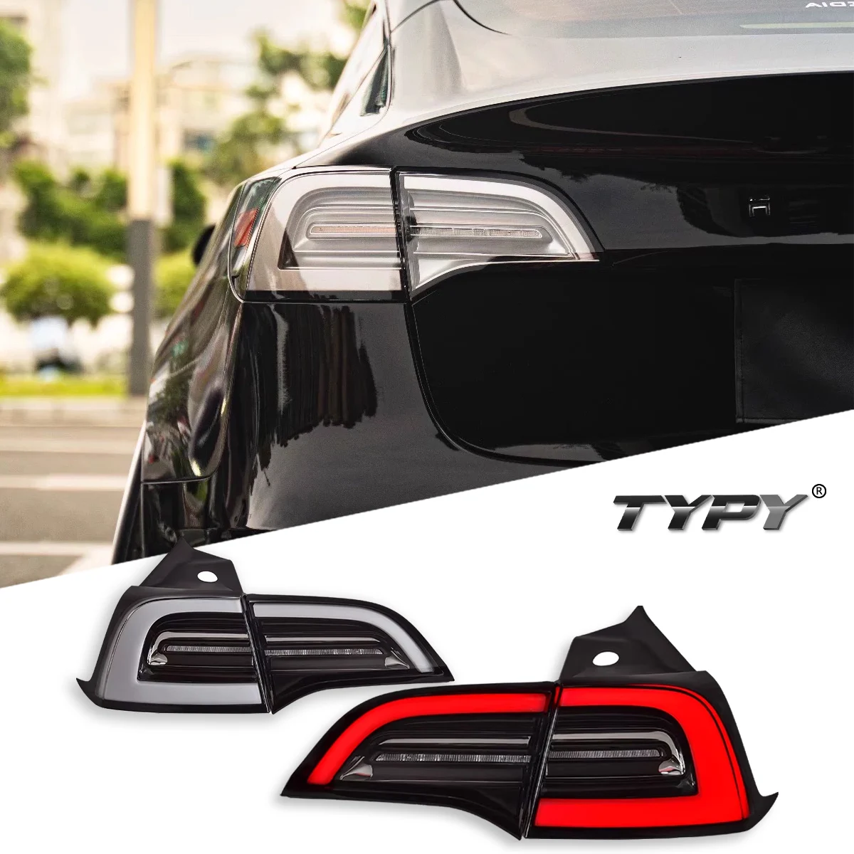 

TYPY автомобиль для Tesla Model Y/3 задний фонарь 2019-2024, обновленный, модифицированный для нового DRL, динамический указатель поворота, светодиодный задний фонарь, автоаксессуары