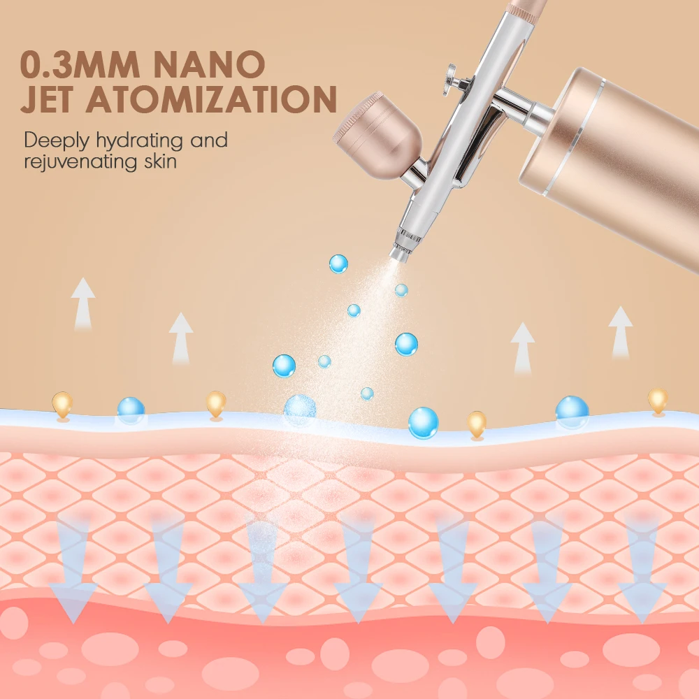 Nano Spray Oxygen Injector Airbrush High Pressure Mist Sprayer Water Jet Facial Cleansing Skin Moisturizing Beauty Apparatus