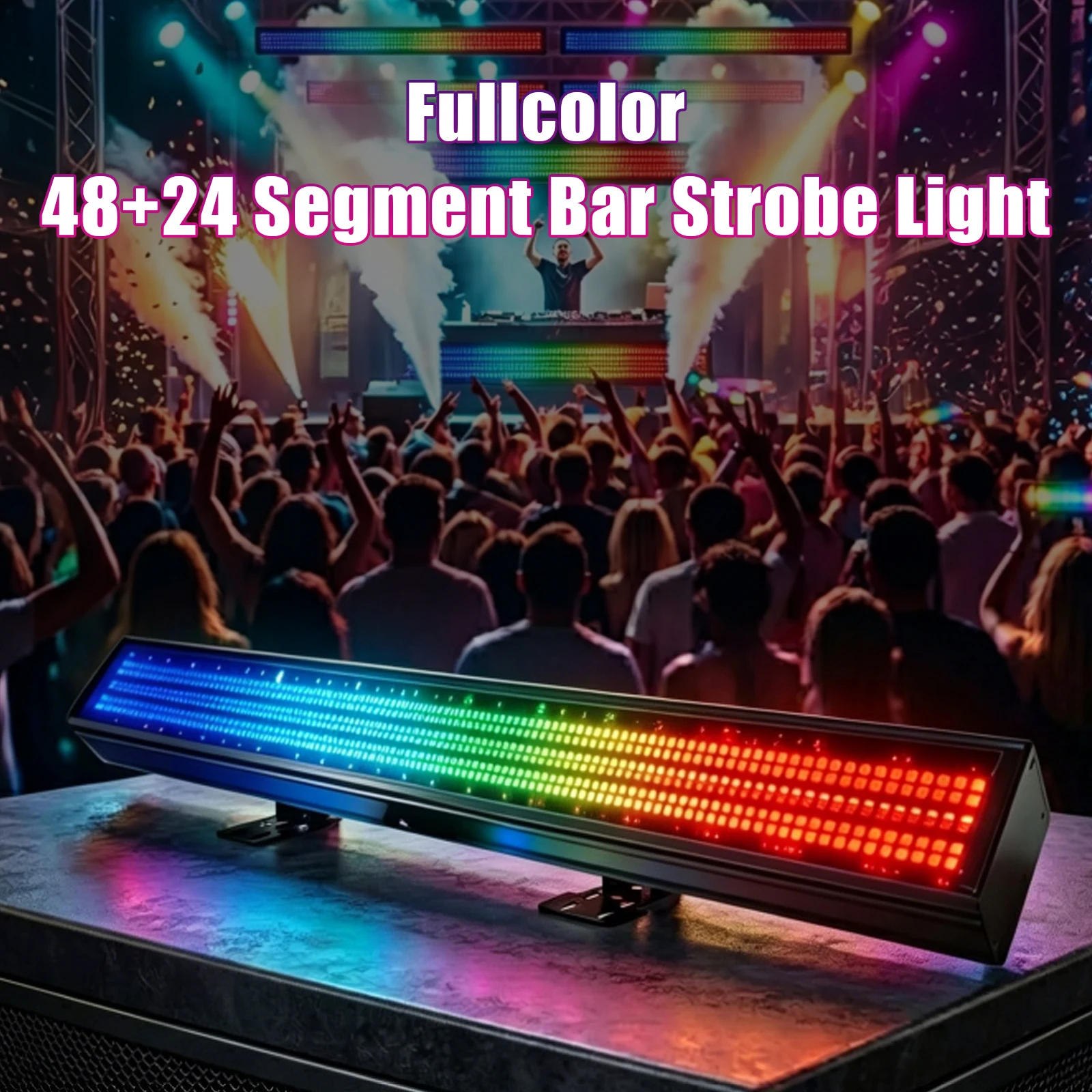 Factory wholesale price 250W LED stroboscopic light strip RGBW 48 + 24 segments 1-30Hz DMX512 127 programs, nightclub