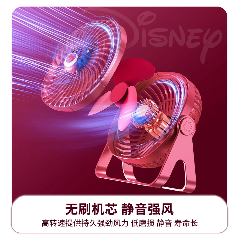 Ventilador pequeño recargable de Mickey y Minnie Lotso para hombres y mujeres, ventilador de escritorio de viento fuerte silencioso, patrón de dibujos animados creativo divertido, escritorio