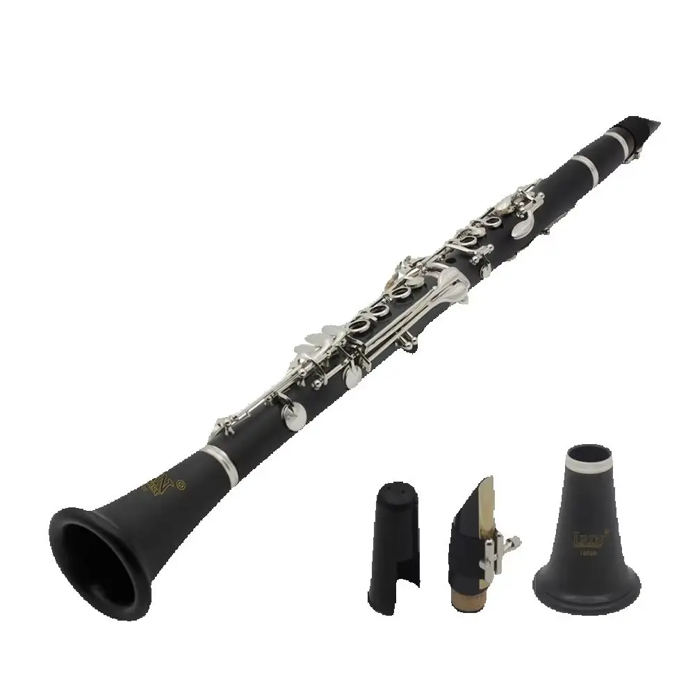 IRIN Bb Flat Clarinet 17 Keys Clarinet Synthetic Rubber Body with Oxford Cloth Ligature Complete Kit for Lovers Beginner Playing
