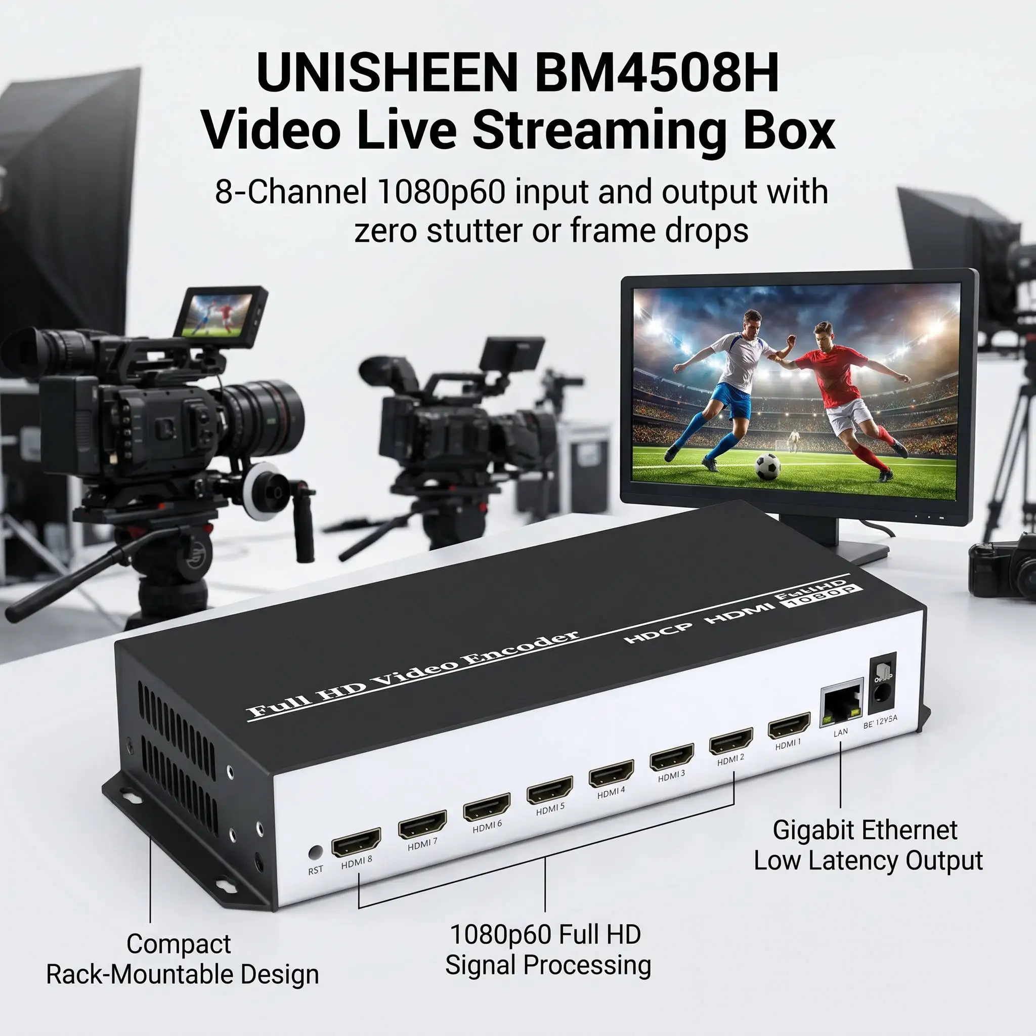UNISHEEN PCR MPTS PID Transmitter Live Broadcast IPTV Wowza Facebook YouTube SRT RTMP RTSP UDP 8in1 HDMI Video Encoder