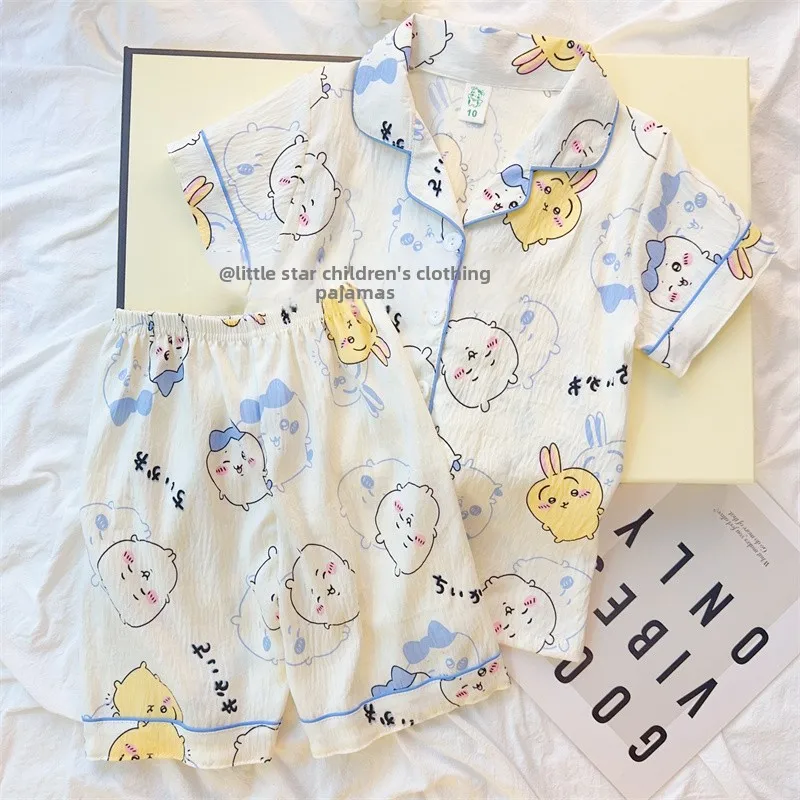 

Хлопковый детский комбинезон Cloud ort Sve, тонкий комплект домашней одежды с героями мультфильмов для девочек, летняя домашняя одежда с откидным воротником