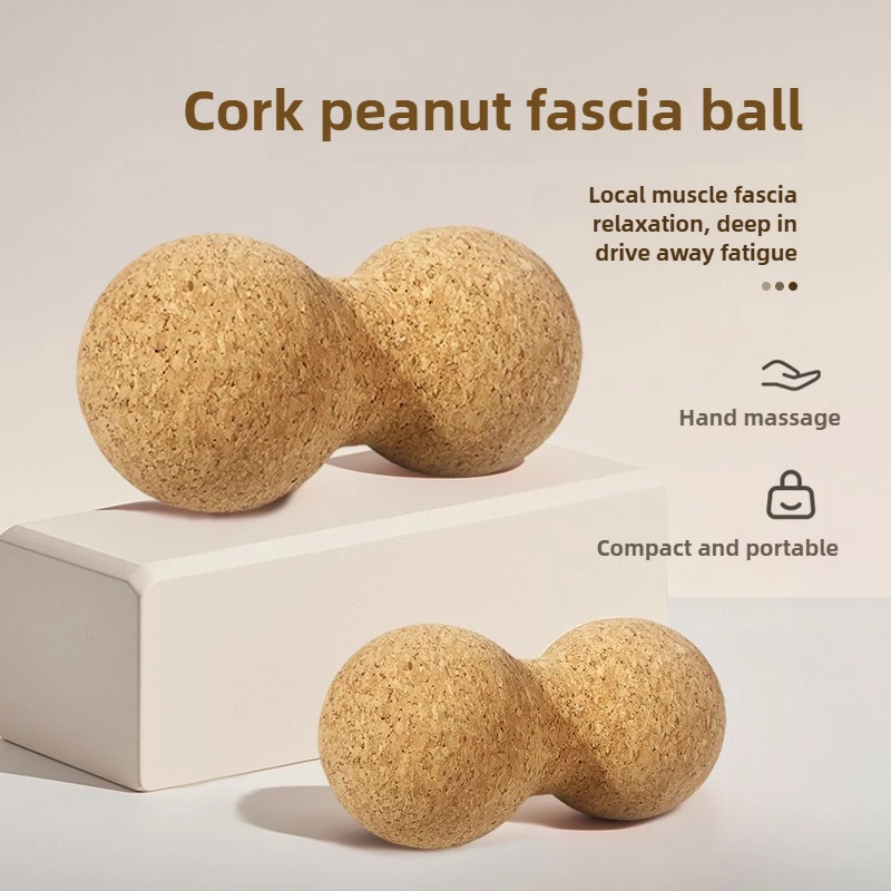 Pelota de masaje de corcho y maní, pelota de fasciitistoterapia plantar para pilates, yoga, musculosos de espalda, terapia de liberación de tensión
