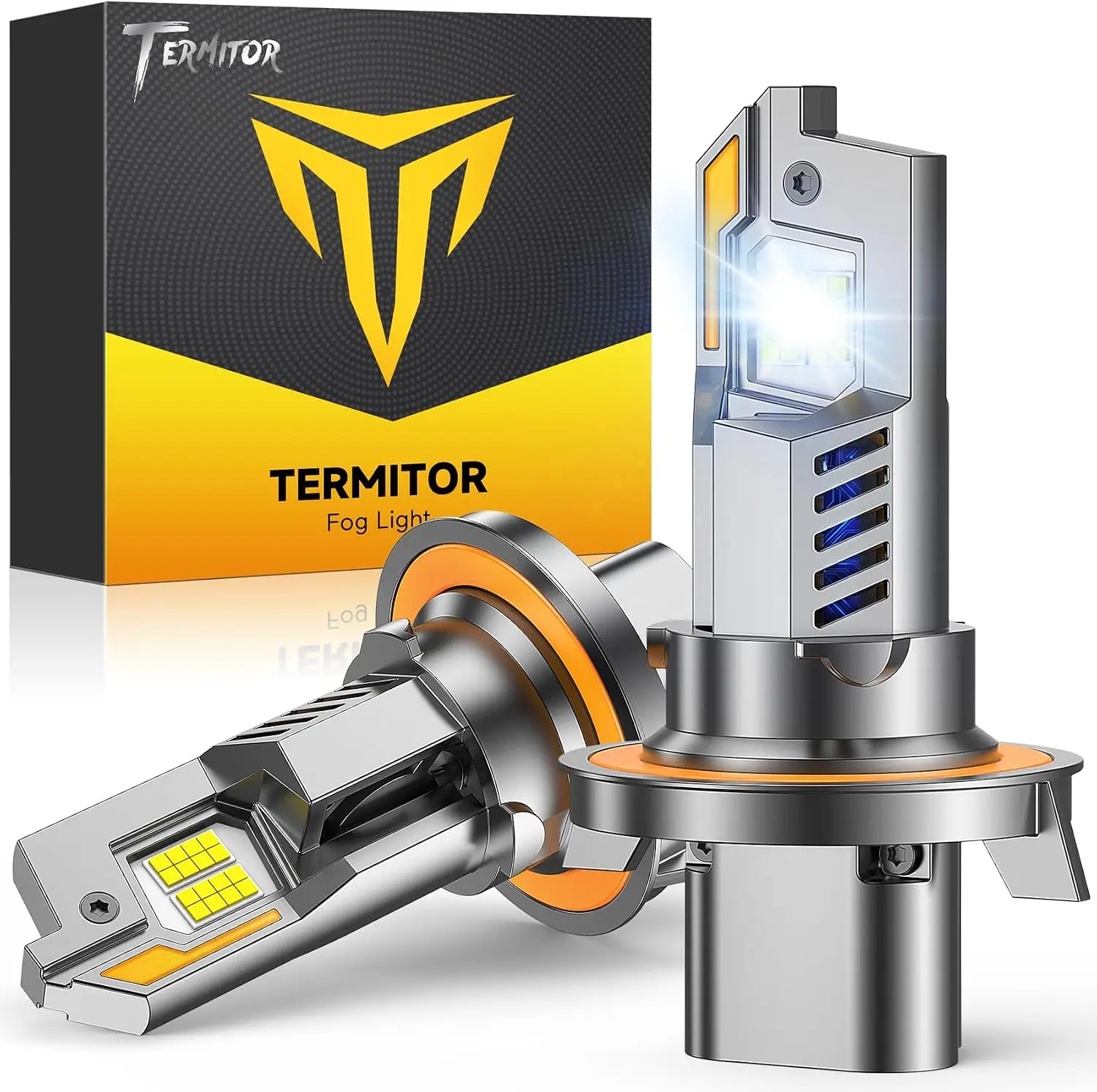 Termitor H13/9008 light Lenses, 160,000LM 18X Ultra Bright, 6500K Cool White, 90K+ Hrs Service Life, 1:1 Mini Size Easy Plug N Play Installation Off-Road light Lenses, IP68, Pack of 2