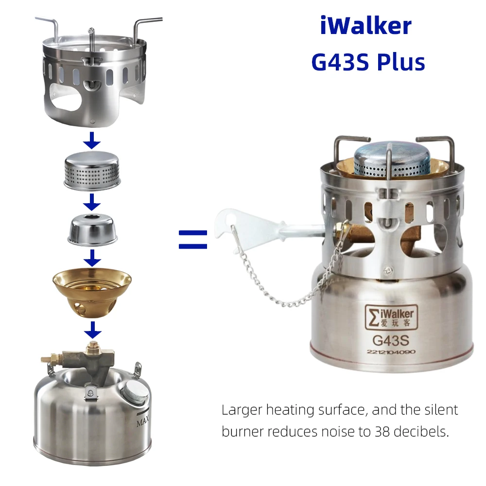 IWALKER G43S Kochset Campingkocher Gasbrenner Geräuscharmer Brenner mit Aufbewahrungstöpfen für Reisen Picknick Notfälle – Detail 7