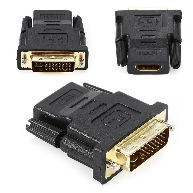 5/3/1pcs Professional Golden-Plated Two Way Converter Adapter DVI Male To HDMI Female Adapter HDMI To DVI Male Converter Adapter