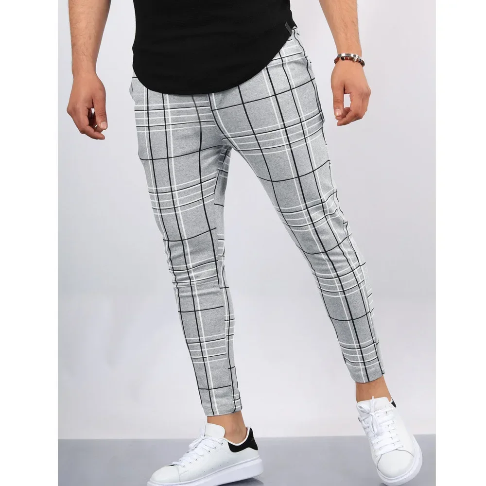 New Autumn Winter Man Casual Plaid Suit Pants Business Work Formal Pants for Men's Dress Pants Slim Fit Trousers Male's Clothing
