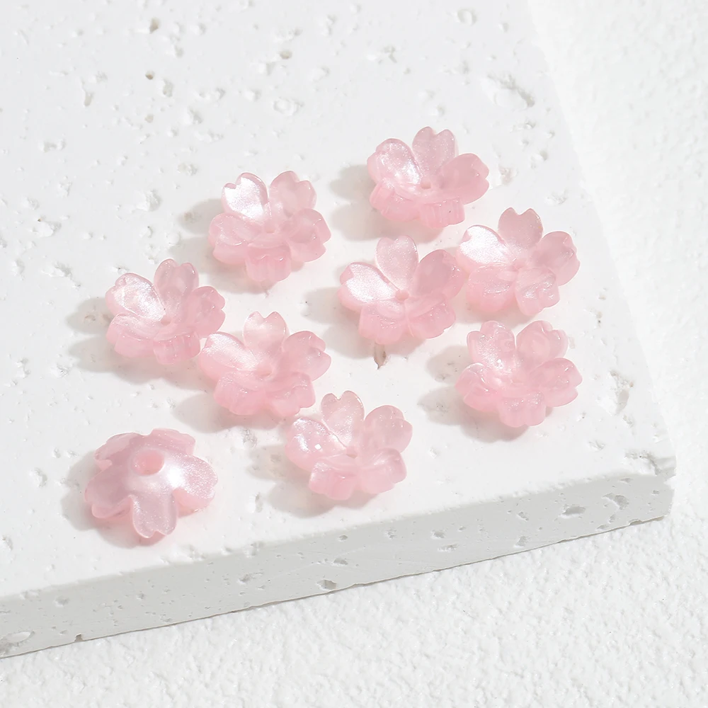 10/20/50pcs Resin Flower Beads Caps Cherry Blossoms Petal Charms Pendants Loose Spacer Bead for Earrings Hair Jewelry Making DIY