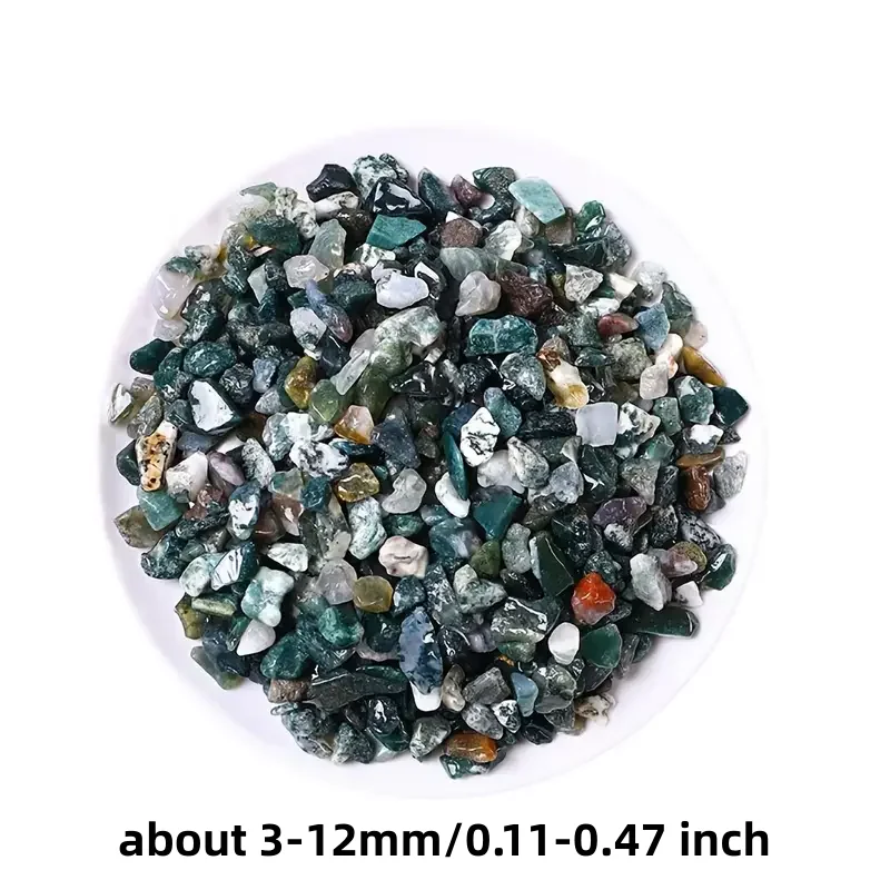3-12mm Moss Agate Stone Chips, Moss Agate Gemstone Chips, Natural Moss Agate Crystals Chips, Undrilled Chips for DIY