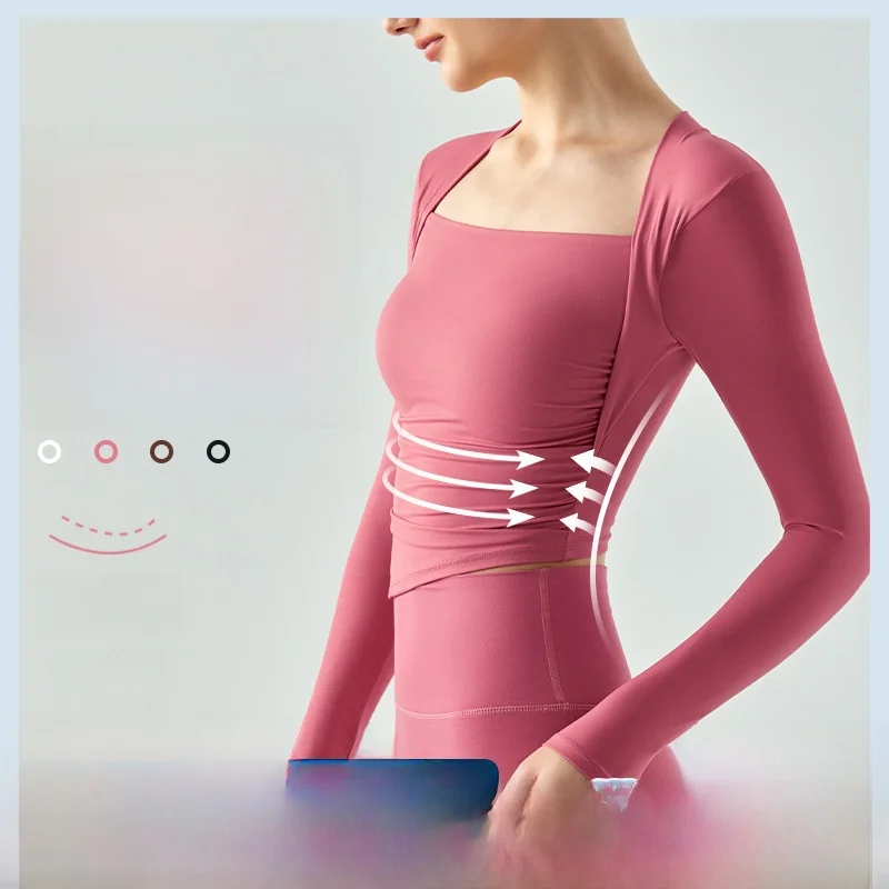 

Women's Sport Top Long Sve Yoga Fitn Clothing Slimming Effect f Fixed Waterdrop Cup Yoga Suit Children's Apparel