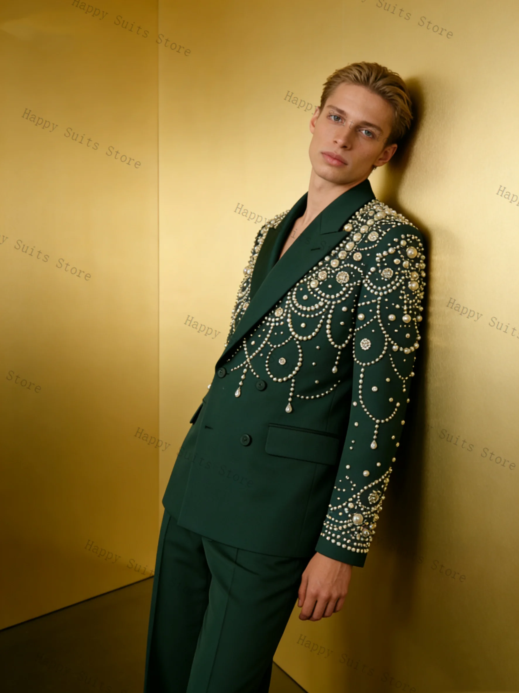 Groene Kristallen Mannen Pak S - Formal Wear Jersey For Men recensie en prijs