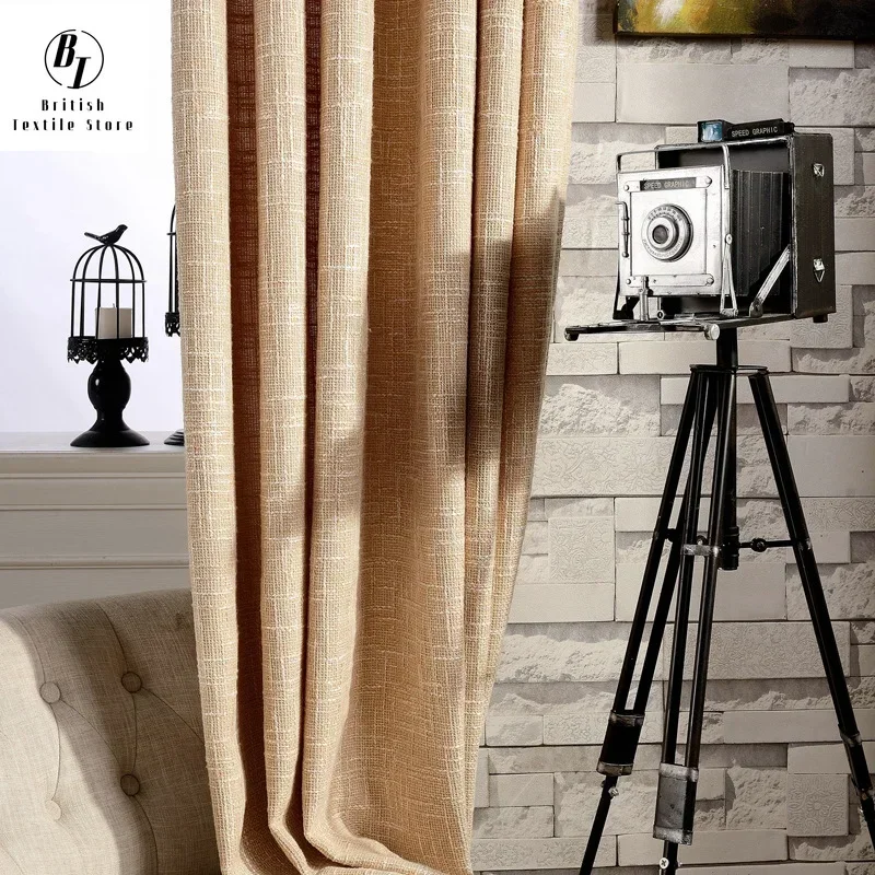 

European Style Curtains for Living Room Bedroom Modern Minimalist Solid Color Put Burlap Curtains Pink Solid Color Simple Decor