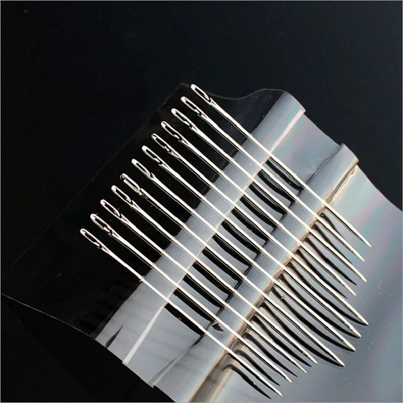 12Pcs Box Blind Sewing Needles Household Sewing Stainless Steel Threading Needle Elderly Needless Hole Diy Beading Jewelry Craft