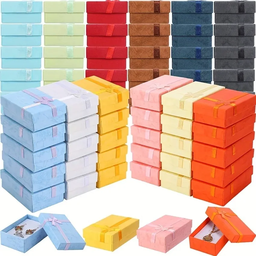 Wholesale 24pcs Assorted Colors Jewelry Sets Display Box Necklace Earrings Ring Box 5*8*2.5cm Packaging Gift Box mixed