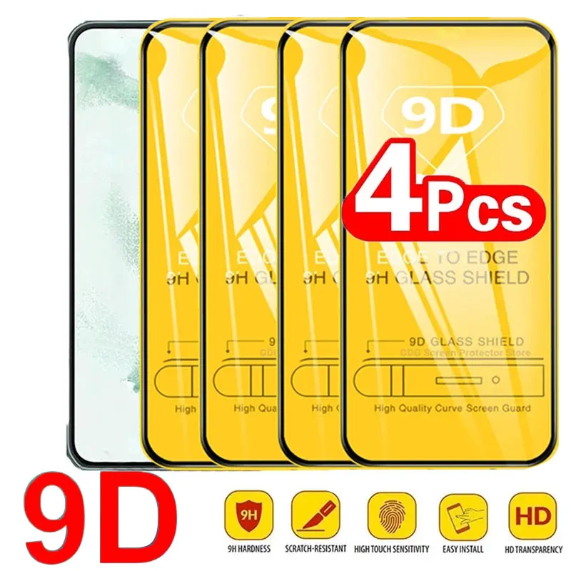 4PCS 9D Full Cover Clear Tempered Glass Film For Samsung Galaxy A10S A20S A30 A50 A70 A21S A31 A41 A51 A71 A12 Screen Protector