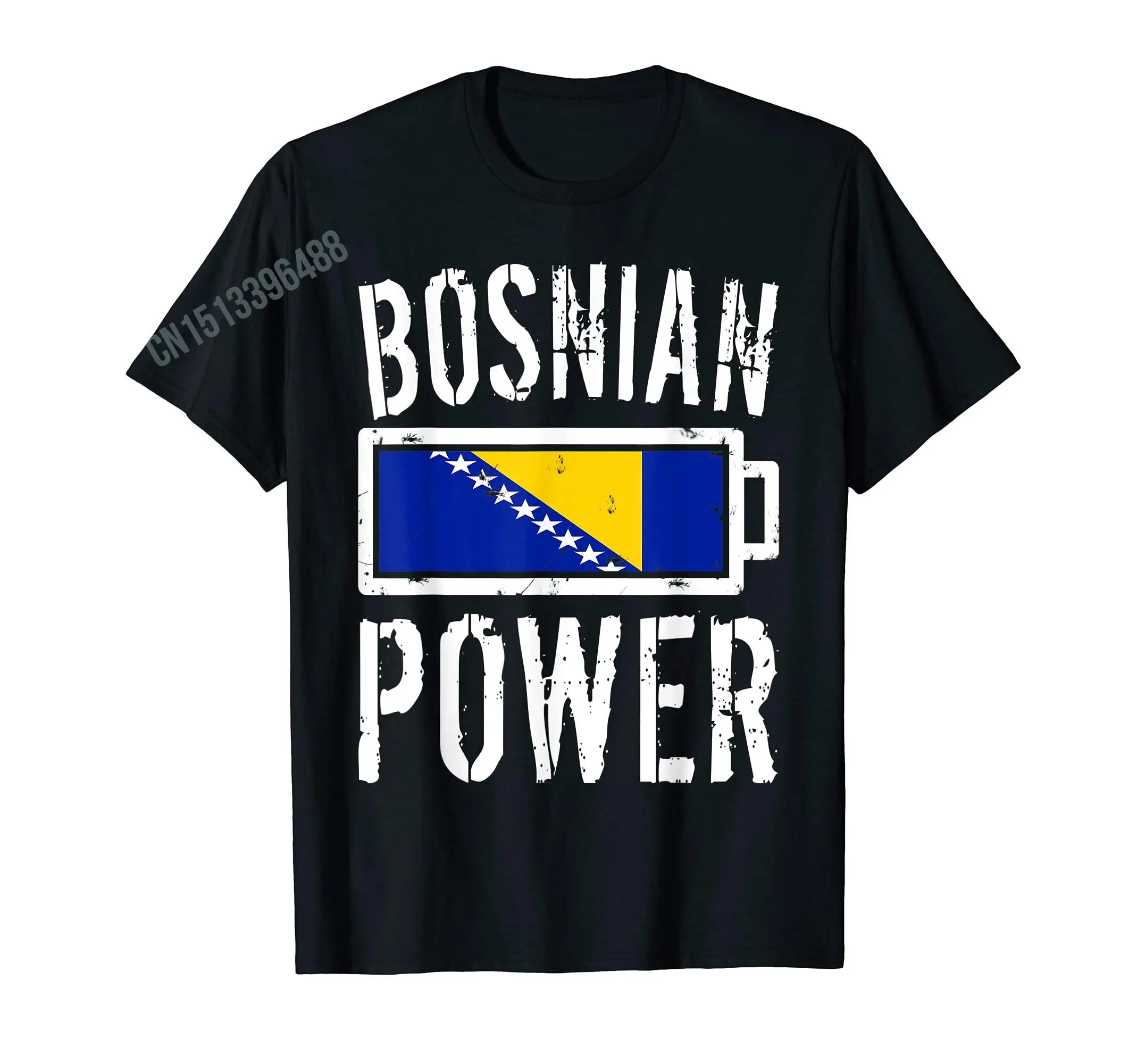 More Design Bosnia & Herzegovina Flag Bosnian Power Battery  T-shirts For Men Women T Shirt Hip Hop Tops Cotton Tees