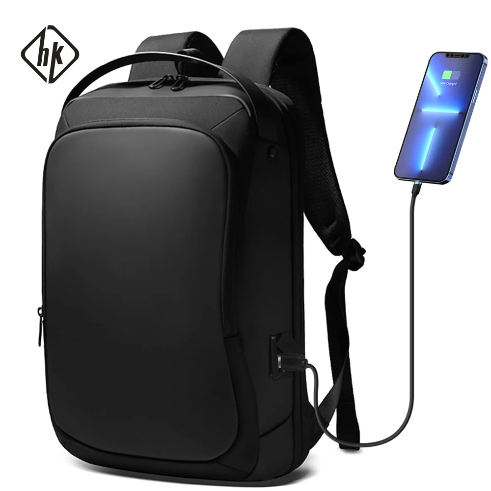 HcanKcan Business Backpack Men\'s 15.6“ Laptop Backpack Casual Large Capacity Male Pack USB Charging Waterproof Backpacks For Man