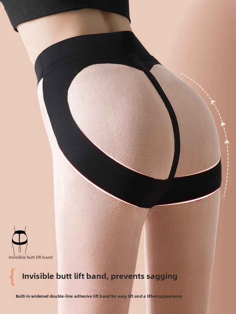 Pantalones de yoga Thi con forro de fce de cintura alta para mujer, pantalones arca de otoño e invierno, pantalones de capa base cálidos que levantan los glúteos