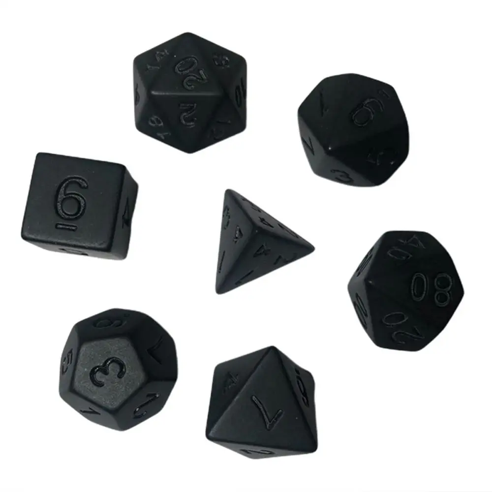 7Pcs/Set Family Party Game  Board Games Family Game Polyhedral Dice Educational  Black RPG Dice Set Number Dices Kit