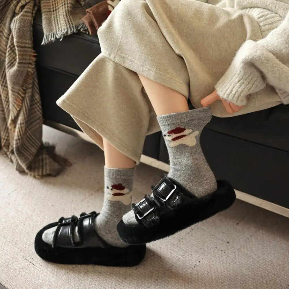 تمتد صالح الجوارب نمط الجوارب 5 أزواج طالب الجوارب مع الكرتون جرو تصميم سميكة الصوف بطانة الشتاء الدفء تمتد #2