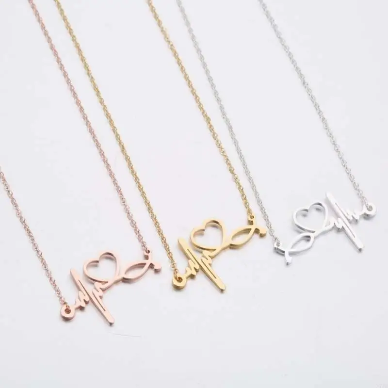  Adjustable Length Hospital Theme Necklace Feature ECG Charm for Professionals