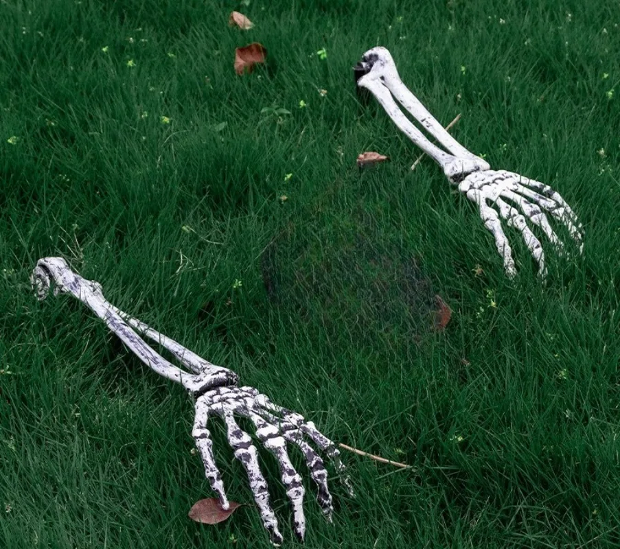 접지 플러그 해골 손 할로윈 의상 흰색 해골 유령 손 모양 무서운 트릭 장식 소품