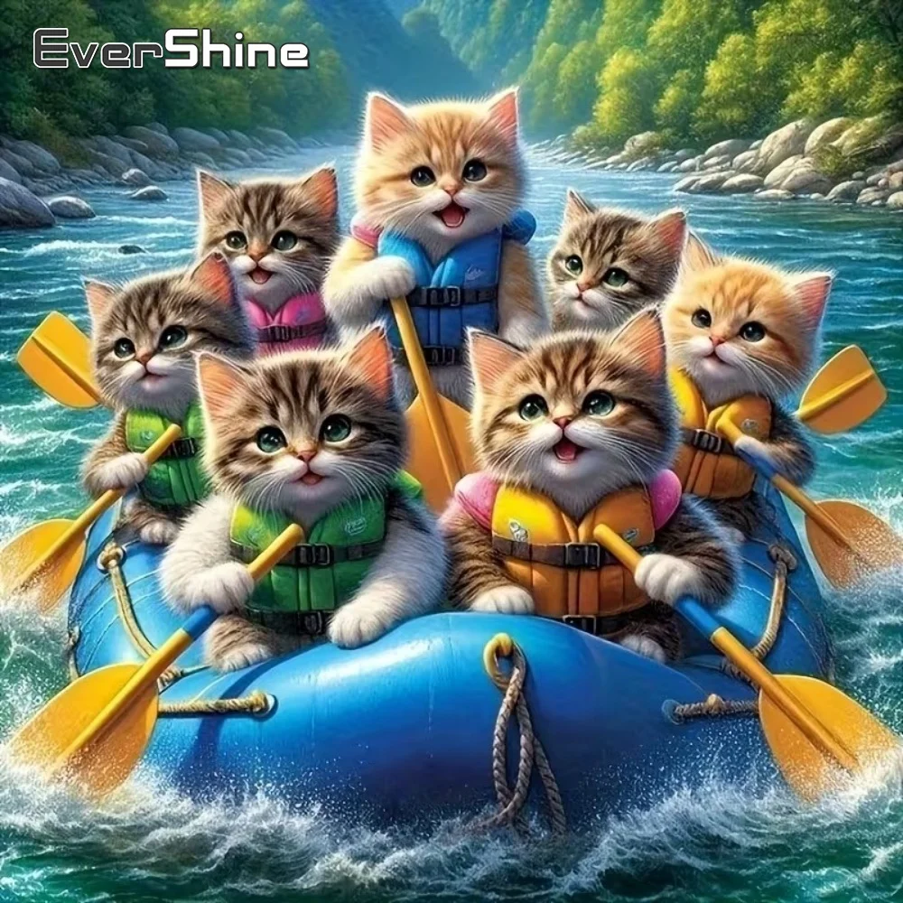 EverShine Full Square Drill Diamond Mosaic Cat Picture Rhine