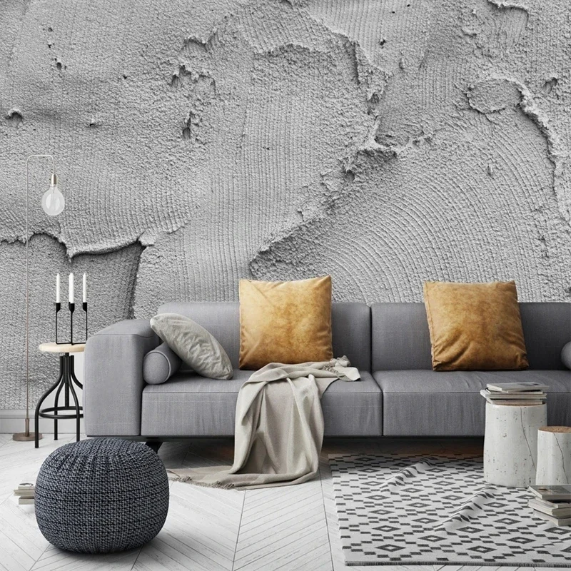 

Custom Photo Wallpaper Retro 3D Relief Grey Cement Texture Wall Paper Mural Canvas Indoor Decoration Home improvement Backdrop