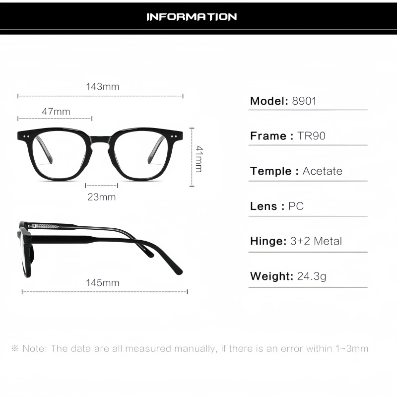 YIMARUILI Retro Round Men and Women Optical Prescription Anti-reflective Myopia Hyperopia Progressive Formula Eyeglasses 8901