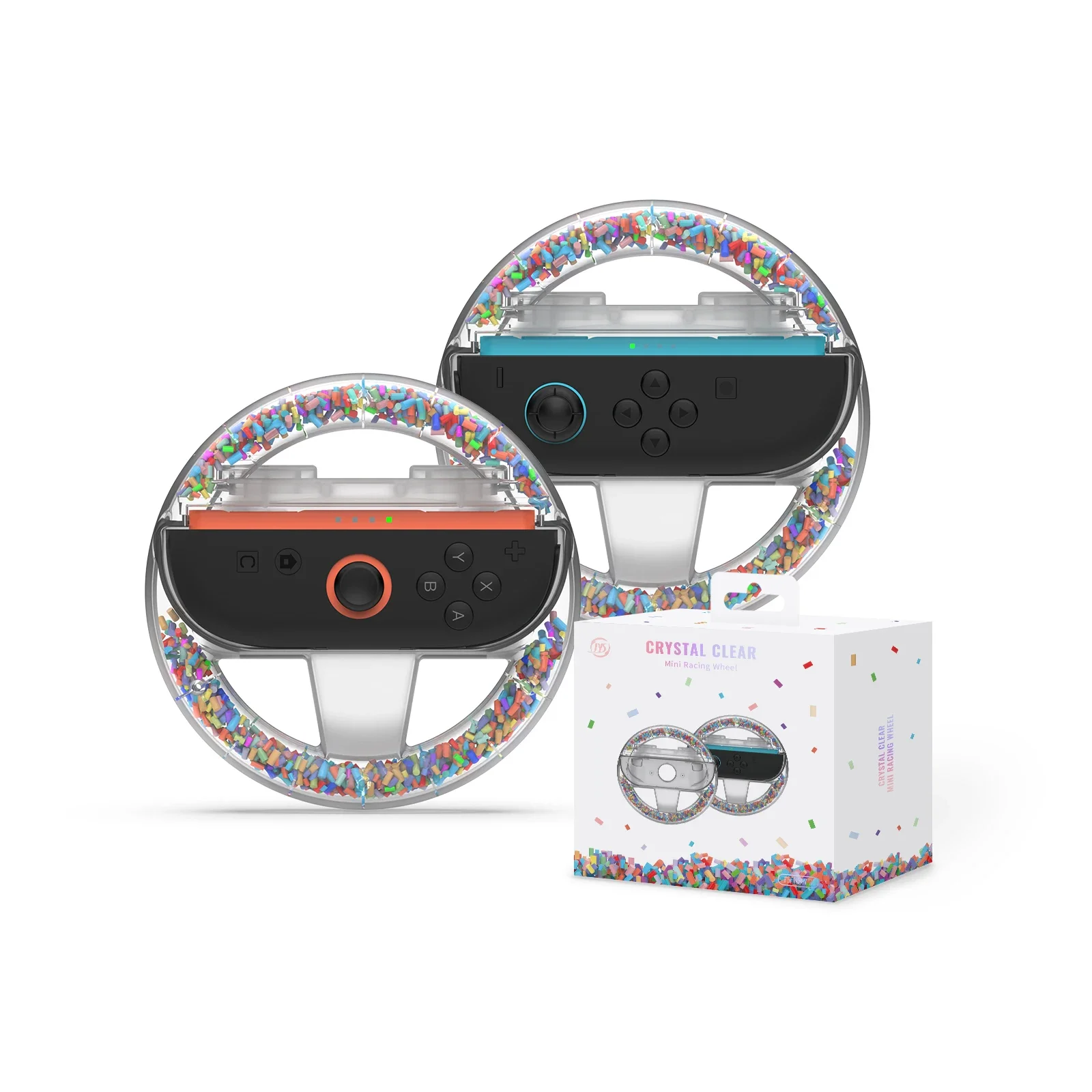 Mini Transparent Steering Wheel Grip for Switch 2,Kids Ergonomic Handheld Racing Gamepad,Portable&Easy to Install