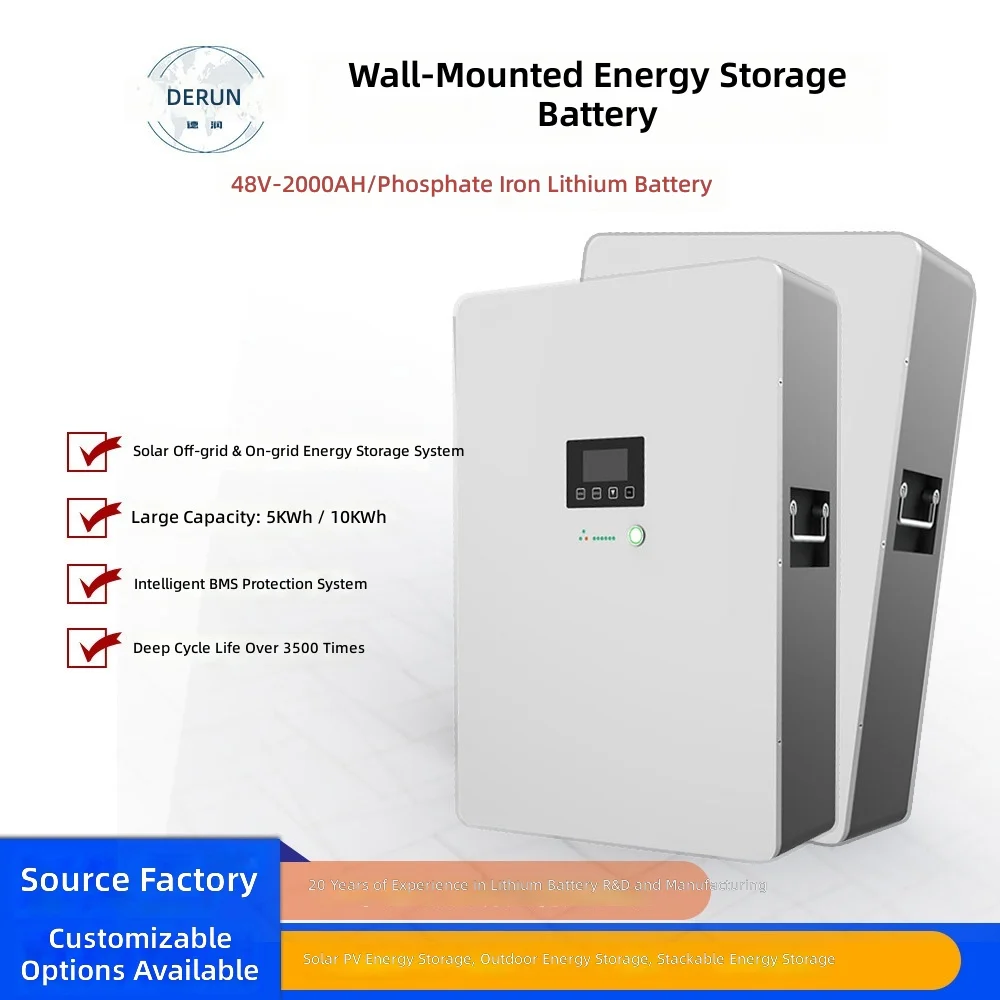 Factory direct sales large-capacity 48V200Ah wall-mounted lithium battery solar home energy storage power generation system