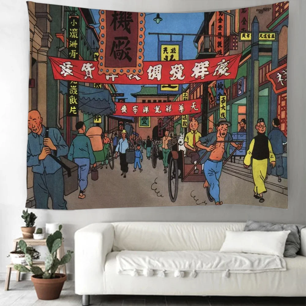 Large Fabric Wall Tapestry Bedroom New Tintins Tapestries Decoration Home Decorations Tapries Decor for Room Decors Aesthetic