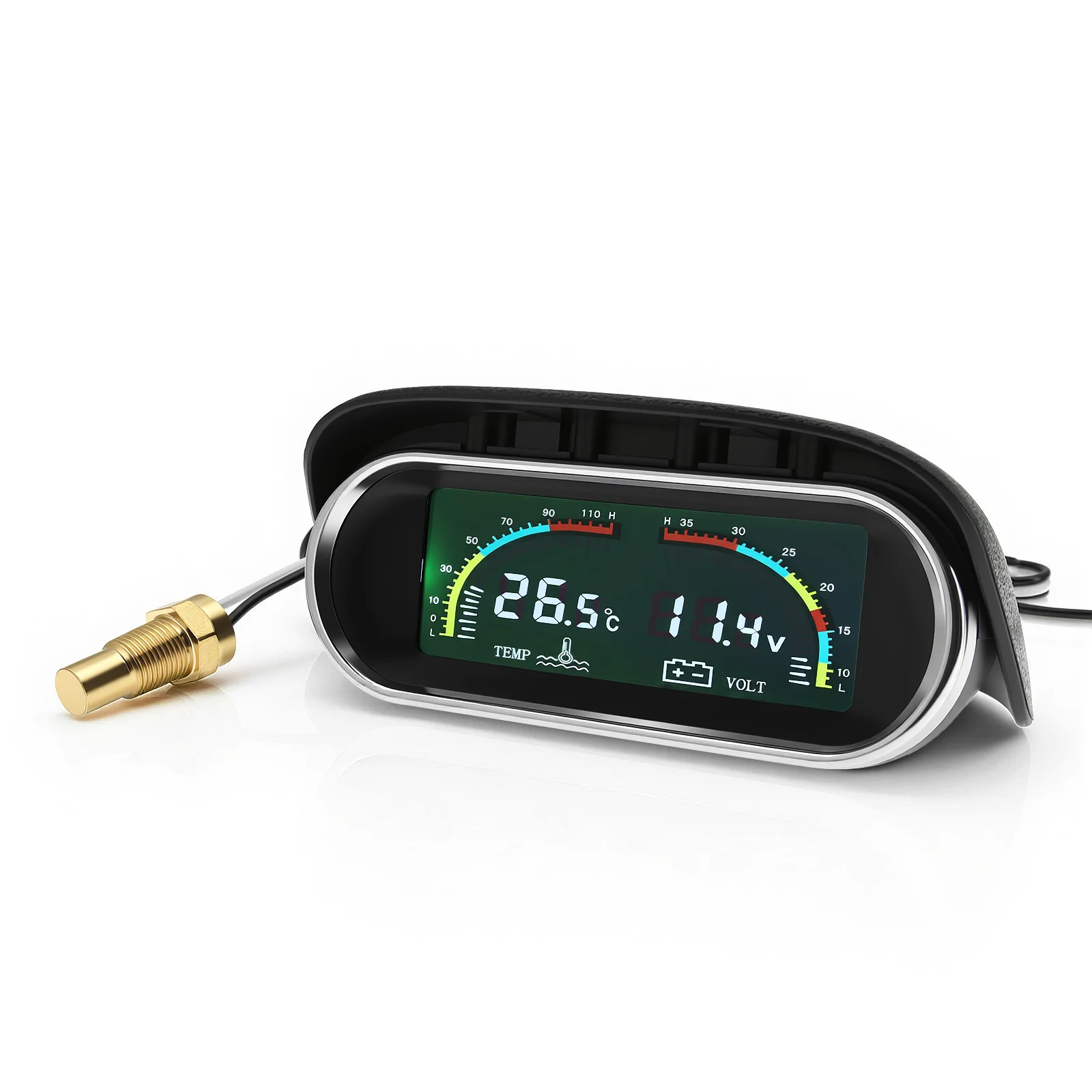 Digital Dual LCD Gauge -10~120℃ Water Temperature Gauge+Voltage 9-36V with Flashing ALarm For Universal Auto Car Truck 12V24V