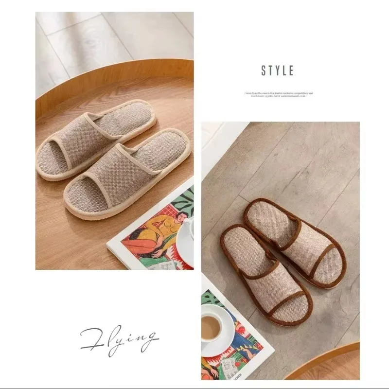 Universal Hotel Slippers Thick Soled Solid Linen Slippers Set Sanitary Party Home Guest Use Footwear Wholesale Open Toe image 5