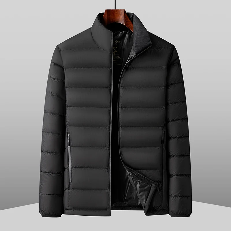 2026 Winter New Style Men's Fashion Notched Collar Lightweight, Comfortable, Warm, Simple Solid Color Long-Sleeved Cotton Jacket