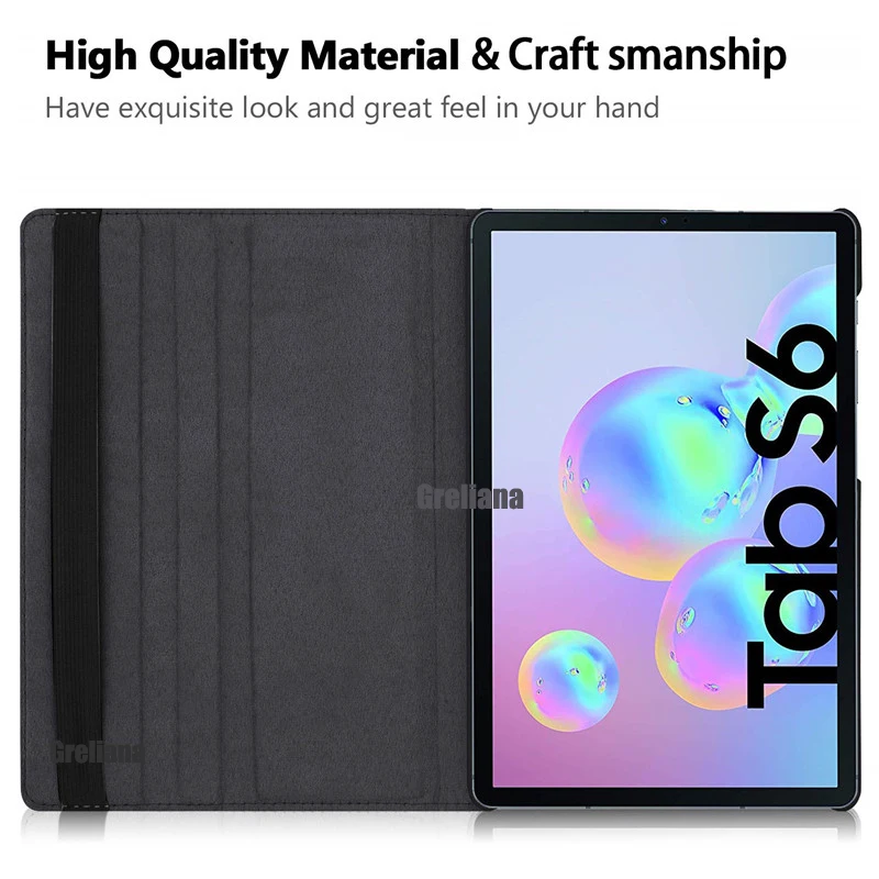 Funda dla Samsung Galaxy Tab S6 10.5 T860 T865 pokrywa dla Samsung Tab S6 10.5 2019 360 obracanie Folio odwróć stań Pu skórzane etui