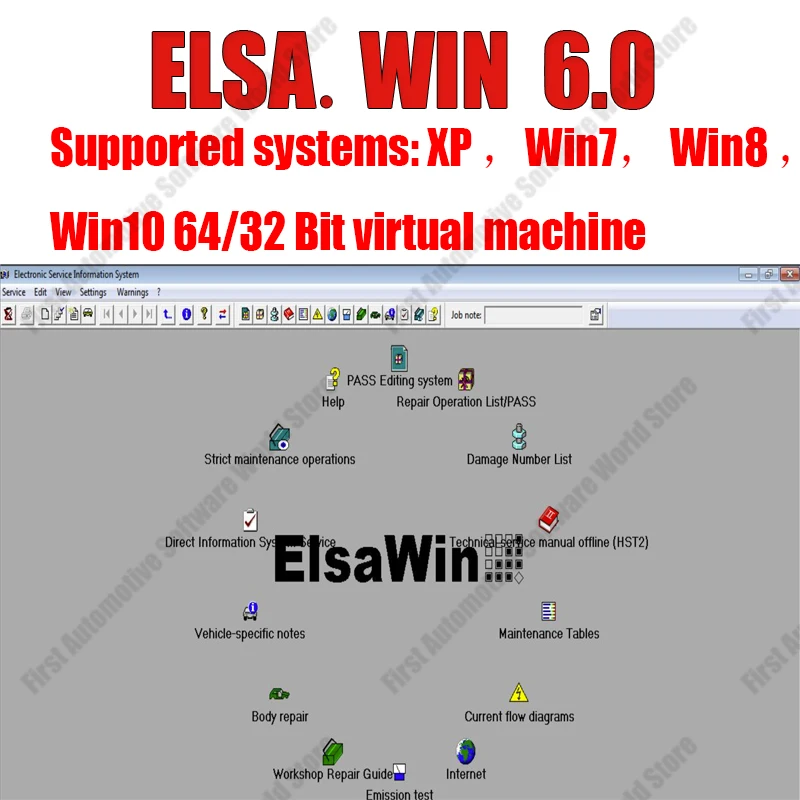 

ELSAWIN60 version for VW Adi repair circuit diagram system factory data package installation testing and repair software tools