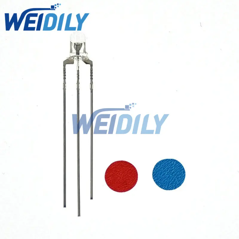 100PCS LED 3mm 5mm Round Diffused Matte Water Clear Red & Blue two Color Common Anode cathode LED Diode Light Emitting Diode New