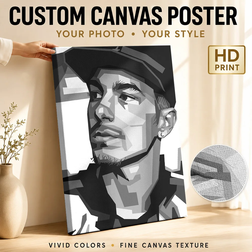 Maverick Vinales Tribute Canvas Painting Poster Geometric Style Wall Decor With Personalized Photo For Garage Ideal Rider Gift