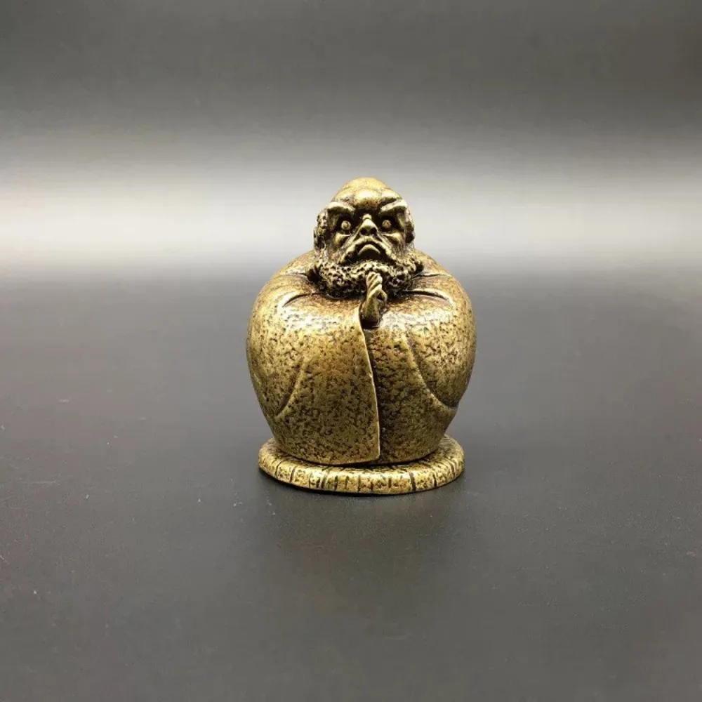 

Solid Brass Bodhidharma Hollow Incense Burner Zen Small Censer Home Desk Feng Shui Gift