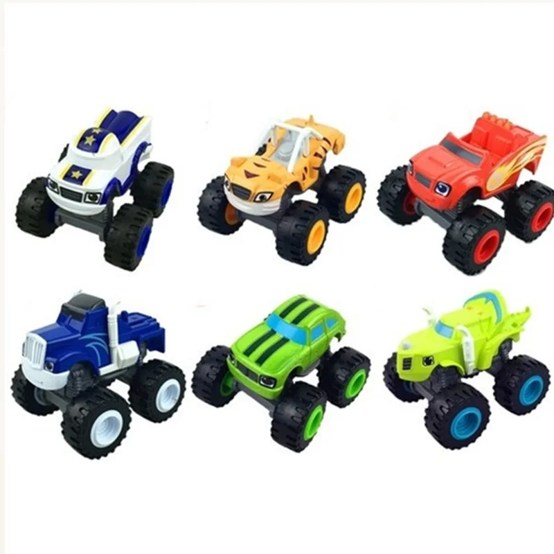 6Pcs Set Children Cartoon Machines Blaze Model Russian Classic Vehicles Toys Monster Truck Racer Figure Kids Game Cars Gifts