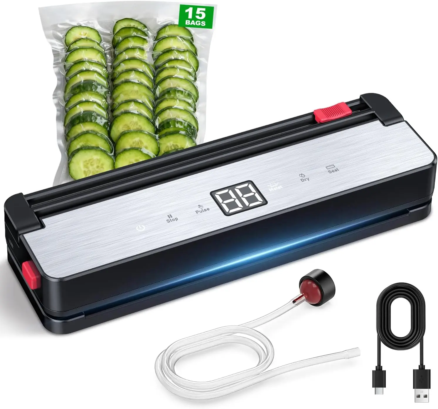 

Portable Vacuum Sealer: 75kPa Suction, 4000mAh Battery, Dry/Moist Modes, Built-in Cutter for Home & Travel