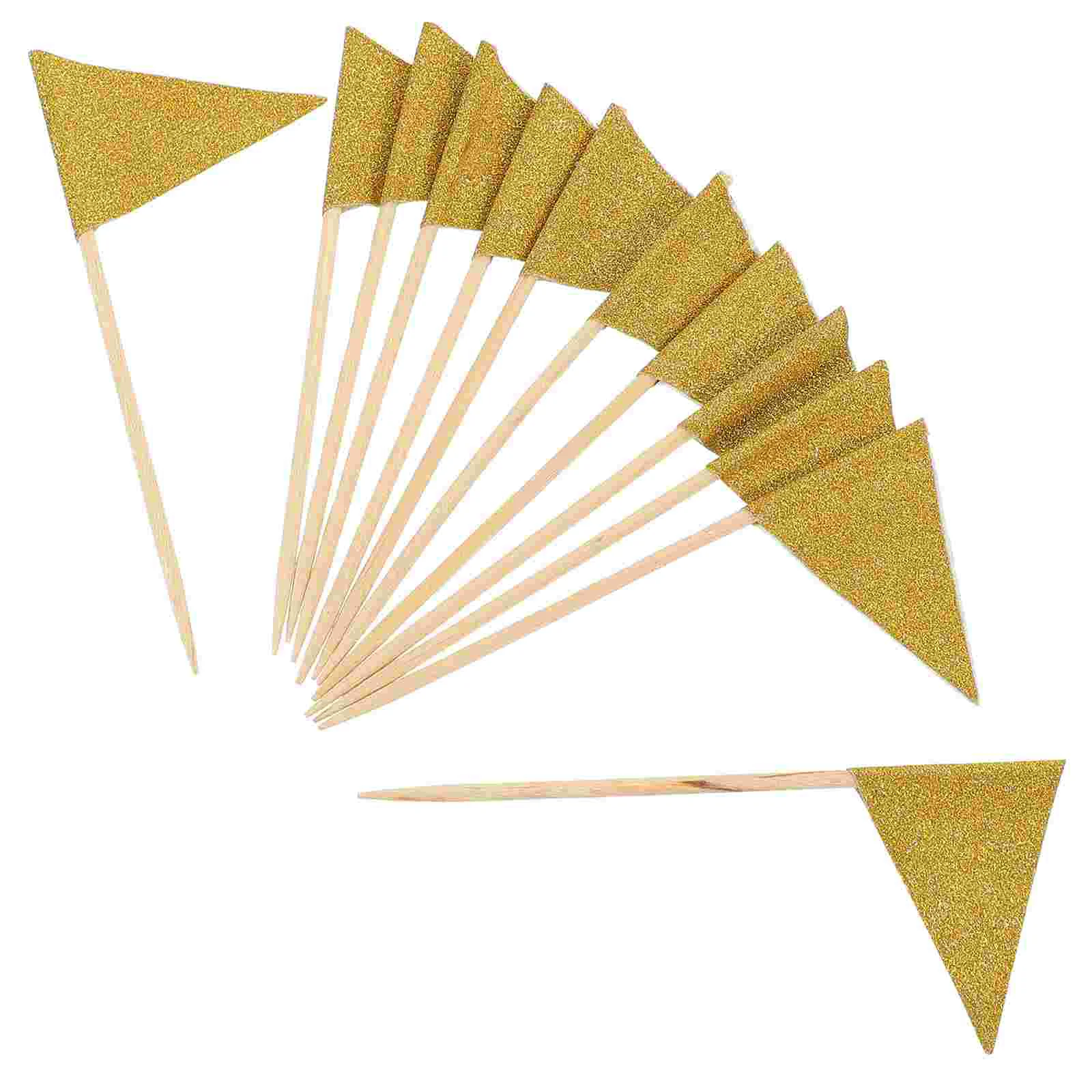 12 Pcs Pennant Cake Insert Decorative Food Flag Picks Cream Cheese Dessert Topper Decors Wood Tooth Flags Baby Fruit