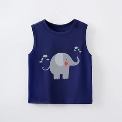 Baby 2024 New Style Casual Lovely Blue Fashion Soft Trendy Hipster T-shirt Summer Children Kid Print Clothes Sleeveless Boy Girl