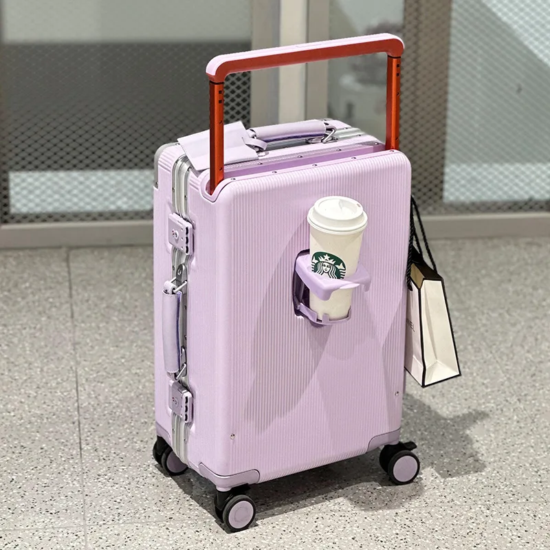 Travel Suitcase with wheels Women Men Carry-On Luggage 20/24 Inch Boarding Case Password Bag Aluminum Frame Rolling Luggage