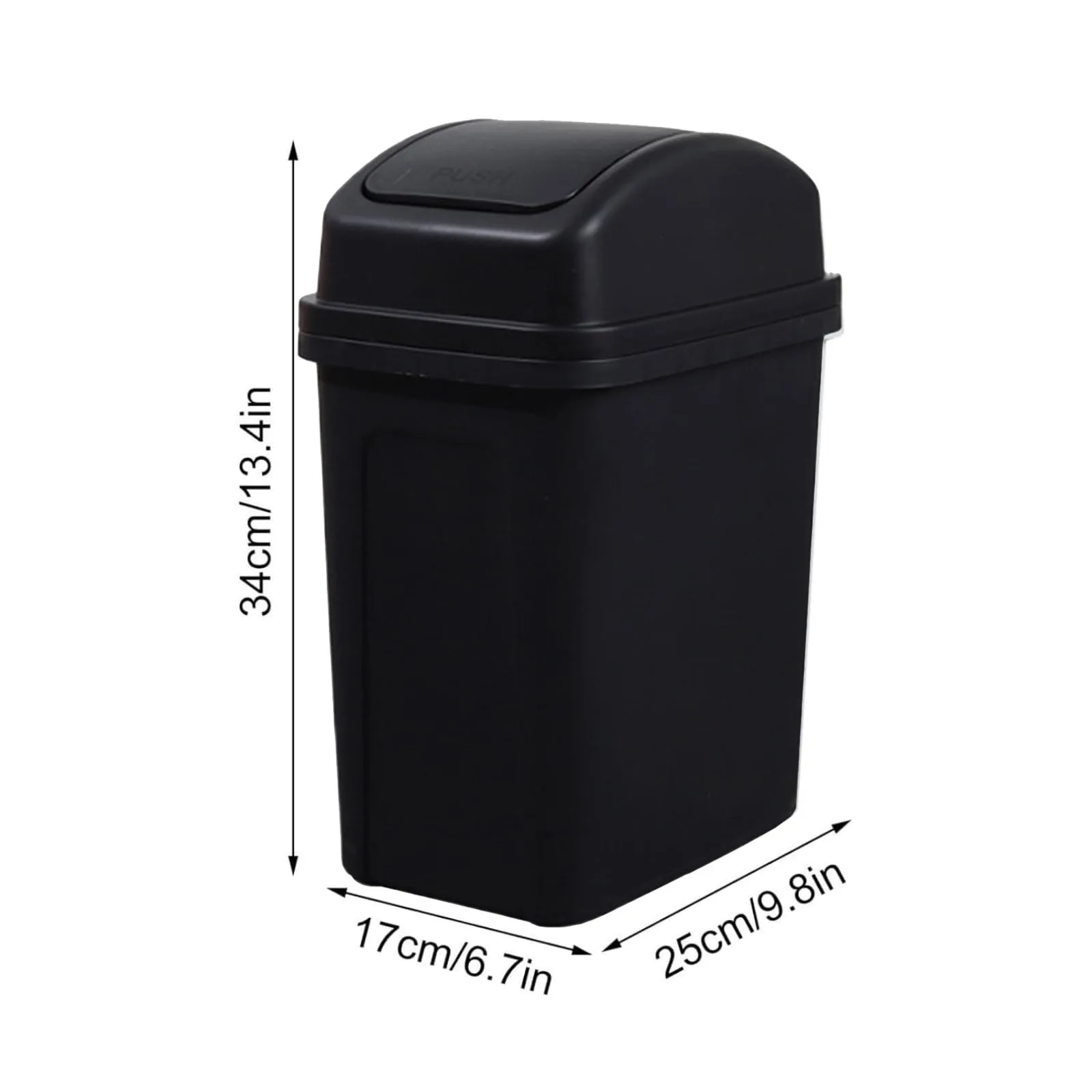 13 Gallon Trash Can Plastic Swing Top Kitchen Garbage Trash Can Black Easy to clean surface Durable polypropylene plastic