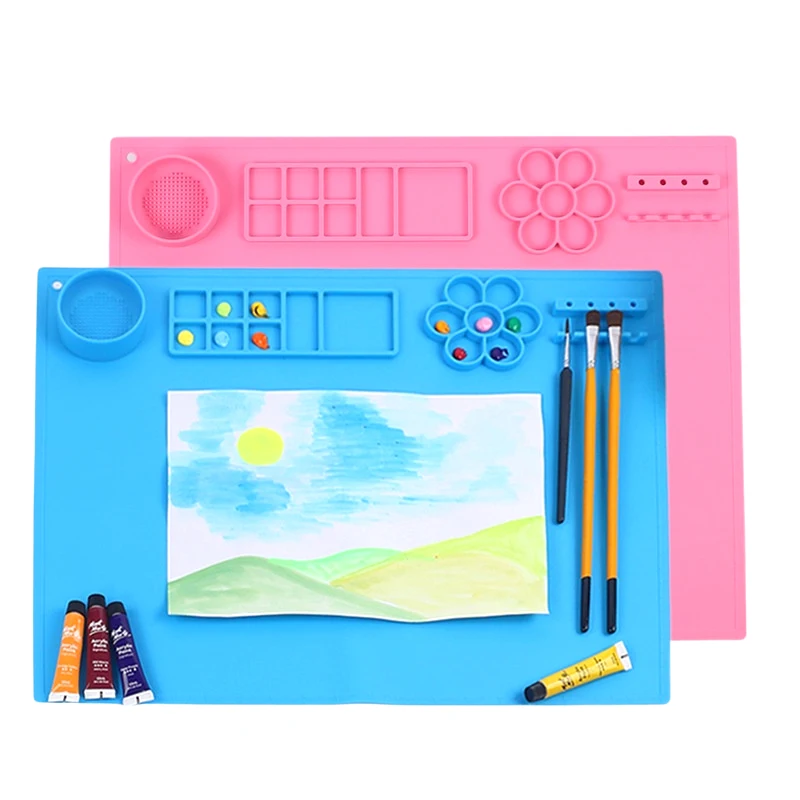 

Силиконовый коврик для рисования, большой художественный коврик с чашкой, легко чистится, защищает поверхность, идеально подходит для краски