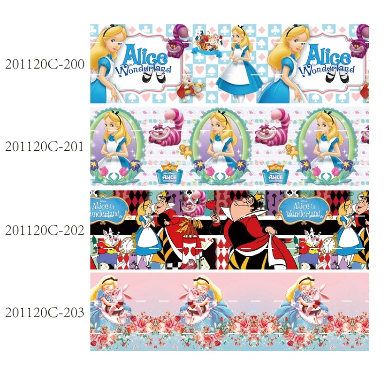

Alice in Wonderland Cartoon Grosgrain Ribbon, Printed for Hairbows, DIY Craft Supplies, Handmade Materials, 38mm, 10Yards